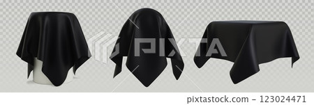 Black cloth reveal mockup set 123024471
