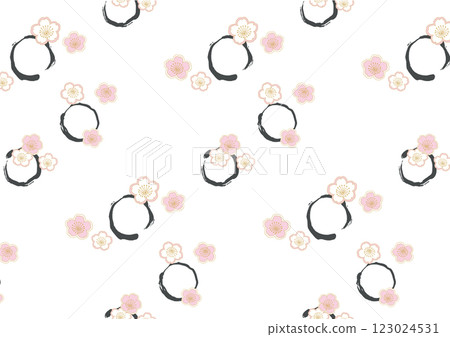 Cherry blossom and round brush stroke pattern 123024531