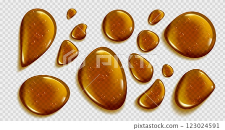 3d honey drop. Gold olive oil or serum bubble 123024591