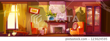 Abandoned living room Abandoned living room 123024595