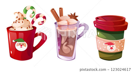 Winter festive drinks collection 123024617