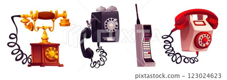 Vintage phone cartoon set. 123024623