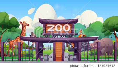 Zoo park entrance scenery. 123024632
