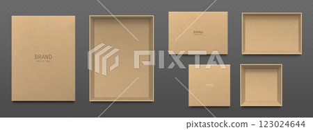 Empty craft paper box mockups set 123024644