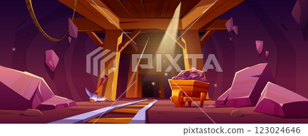 Underground coalmine interior 123024646