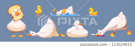 Cute goose or duck character set 123024653