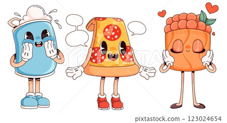 Retro fast food characters set 123024654
