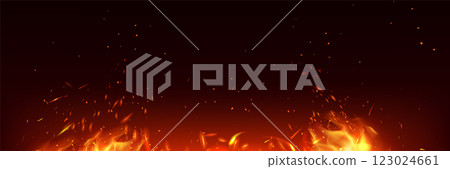 Fire spark effect background. Red burn sparkle 123024661