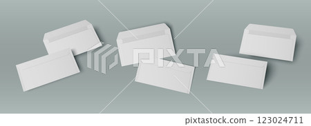 White open and closed blank letter envelop mockup 123024711