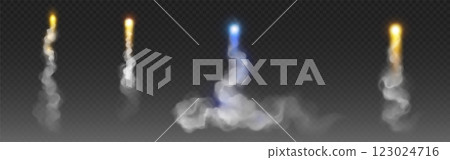 Rocket launch smoke trails set Rocket launch smoke trails set 123024716