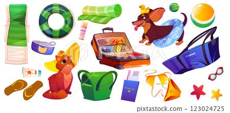 Pet friendly summer vacation items 123024725