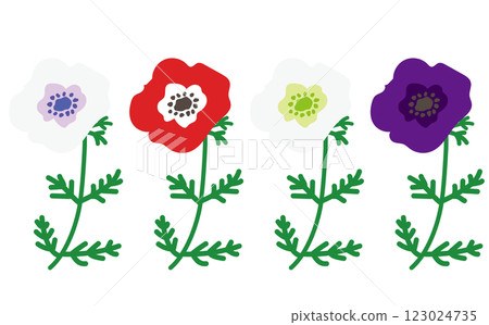 Vector illustration of anemone flowers in various colors Vector illustration of anemone flowers in various colors 123024735