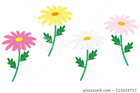 Illustration material of various colors of margarets 123024737