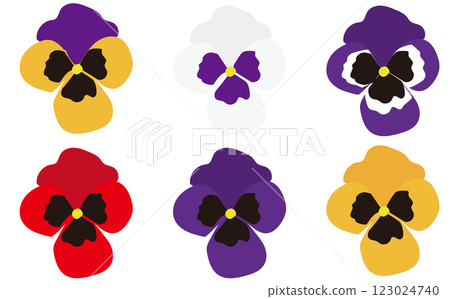 Pansy illustrations in various colors Pansy illustrations in various colors 123024740