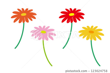 Illustration material of gerberas of various colors 123024758