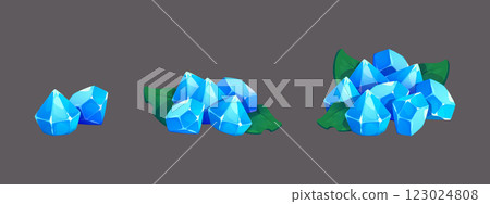 Glossy blue gemstone treasure piles Glossy blue gemstone treasure piles 123024808