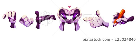 Stylized robotic hands with different gestures 123024846