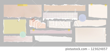 Torn edge on note paper. Cut piece collage frame 123024857