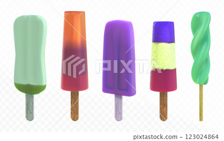 3d summer ice popsicle. Isolated cream on stick 3d summer ice popsicle. Isolated cream on stick 123024864