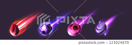Glowing asteroid and comet collection Glowing asteroid and comet collection 123024870