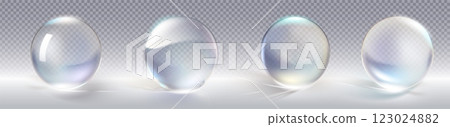 Glass ball 3D collection on transparent background 123024882