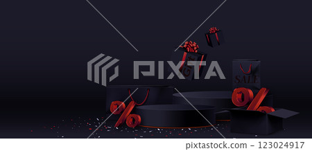 Black Friday sale podium banner for product offer 123024917