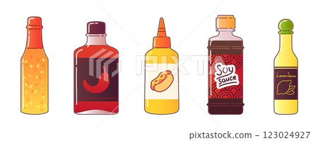 Collection of condiment bottles 123024927