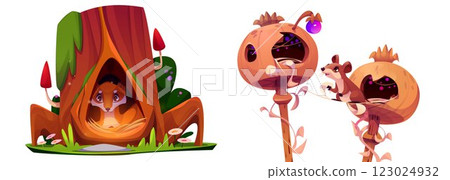 Cartoon forest dwellings 123024932