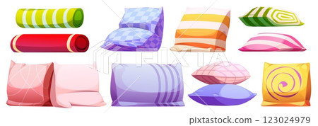 Color cushions set isolated on white background 123024979