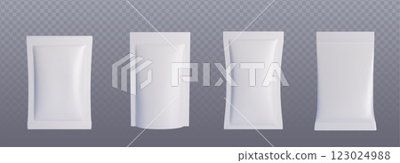 White pouch bag mockup on transparent background. 123024988