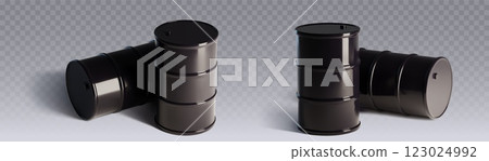 Dark black metal oil barrel Dark black metal oil barrel 123024992