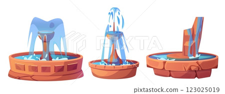 Fountains set isolated on white background 123025019