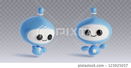 3d cute ai robot character. Chat bot mascot icon 3d cute ai robot character. Chat bot mascot icon 123025037