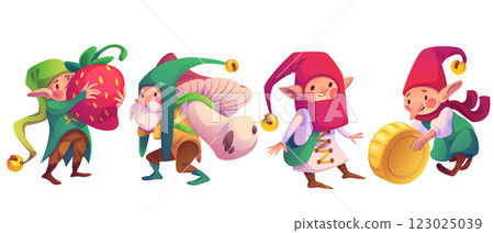 Garden gnome cartoon. Fairy tale character vector 123025039
