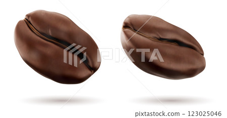 3D coffee beans set isolated on white 123025046