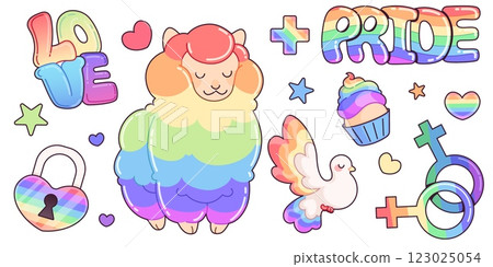Rainbow stickers and icons for LGBTQ tolerance 123025054