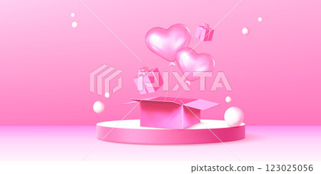 Pink romantic composition with podium display 123025056