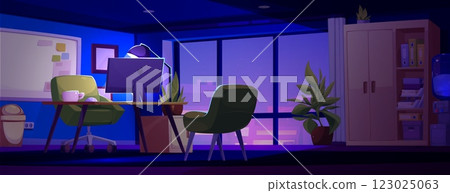 Evening or night boss office interior 123025063