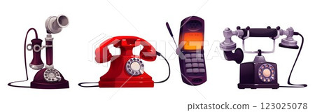 Vintage phone cartoon collection. Vintage phone cartoon collection. 123025078