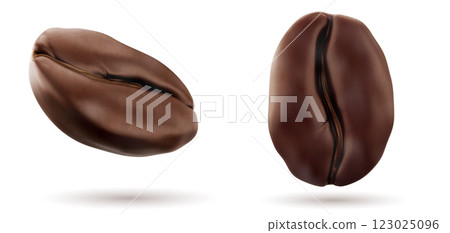 3d coffee beans isolated. Realistic seed icon 3d coffee beans isolated. Realistic seed icon 123025096