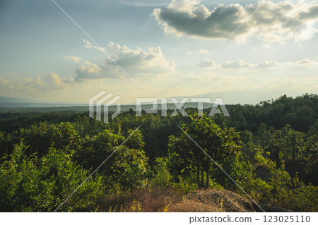travel and people activity concept with cloud and sky  with mountain and forest background 123025110