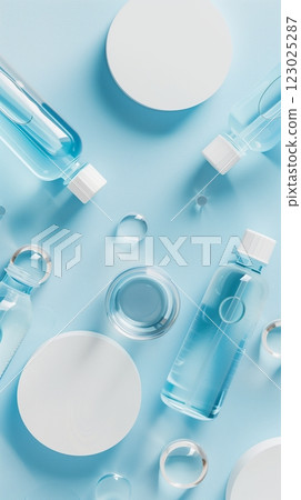 Top of view white cream jar container skincare makeup treatment story background 123025287