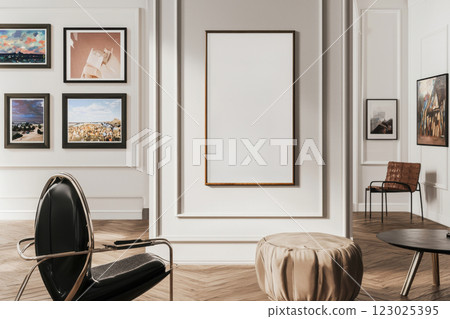 Art exhibition setup in modern gallery creative space photography showcase minimalist design 123025395