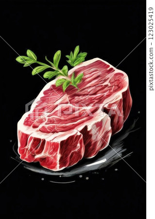 the AI Image Generator, Fresh Raw Ribeye Steak With Parsley Garnish the AI Image Generator, Fresh Raw Ribeye Steak With Parsley Garnish 123025419