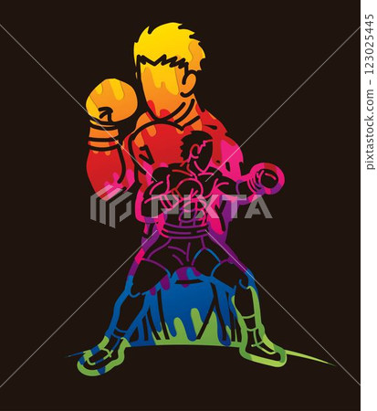 Silhouette Group of Boxer Fighter Boxing Sport Mix Kickboxing Action Muay Thai Cartoon Graphic Vector Silhouette Group of Boxer Fighter Boxing Sport Mix Kickboxing Action Muay Thai Cartoon Graphic Vector 123025445
