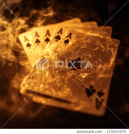 High-stakes card game casino digital art dramatic lighting close-up enticing bet 123025670