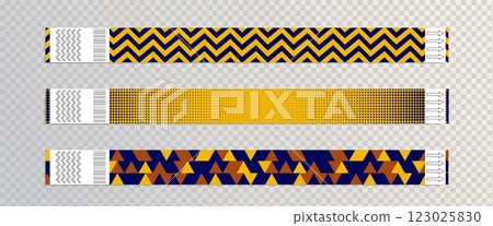 Bracelet ticket mockups set on transparent Bracelet ticket mockups set on transparent 123025830