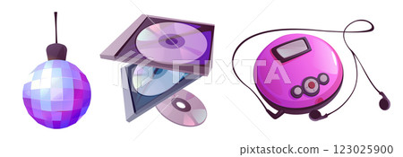 Disco ball and CD player isolated on white Disco ball and CD player isolated on white 123025900