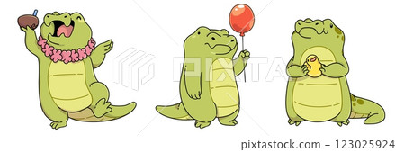 Cute childish crocodile cartoon character. 123025924
