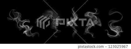Smoke clouds set isolated on black background 123025967